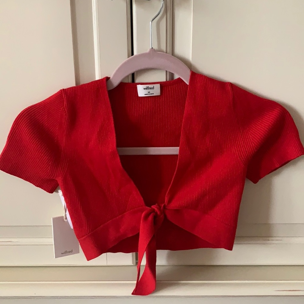 Aritzia Tie Front Knit Top